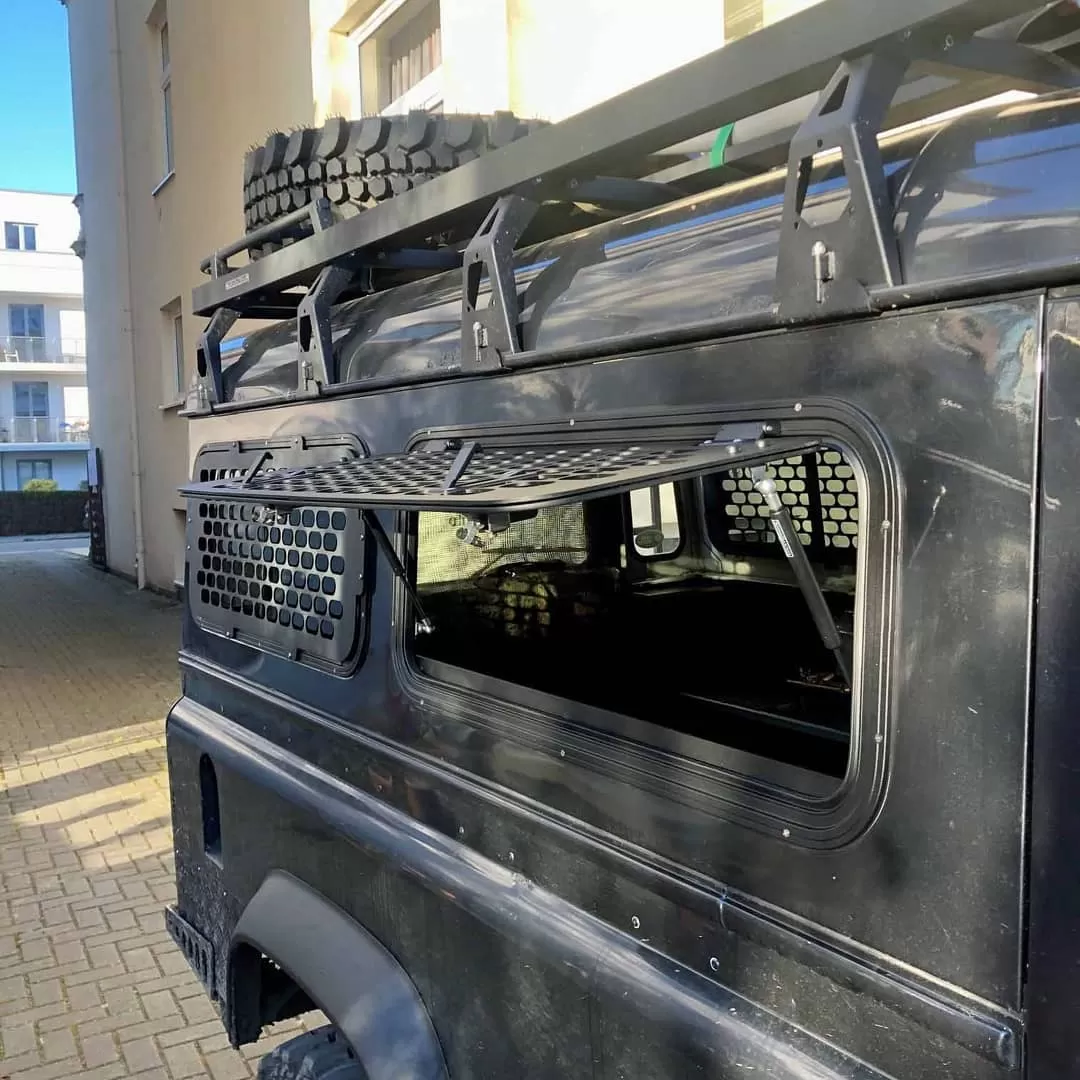 Explore Glazing Land Rover Defender Hardtop 110 gullwing windows with window guards